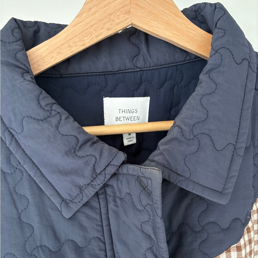 Things Between Navy Quilted Jacket Medium - image 2
